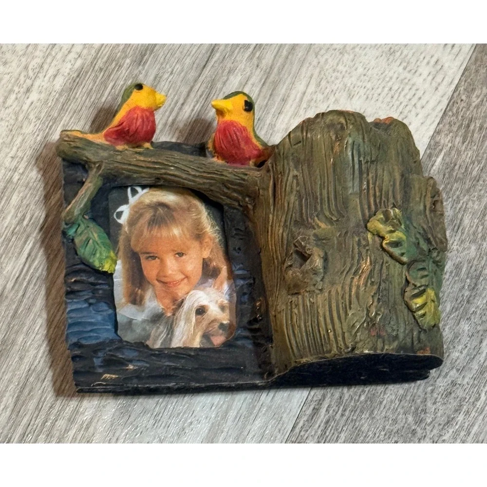 G&D Int'l Gifts Resin Bird Tree Stump Mini Photo Frame Trinket Holder